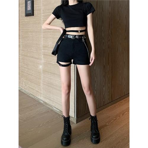 辣妹女團女裝短褲套裝jazz性感跳舞爵士服黑色朋克跳舞上衣服甜辣