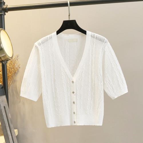 短袖開衫女夏季新款針織小外套披肩冰絲短款空調衫薄款外搭防曬衫