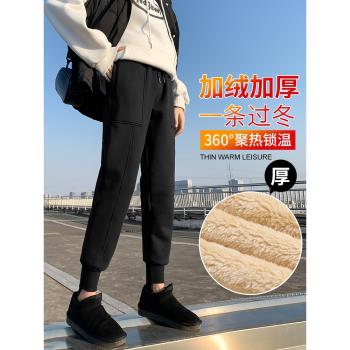 女秋冬加厚休閑仿羊羔絨運動褲