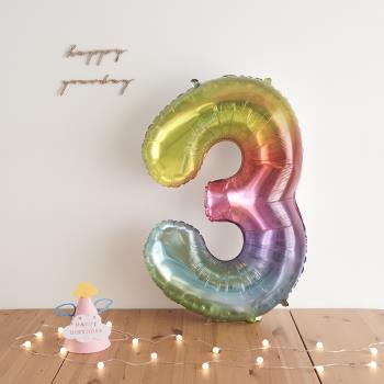 40寸炫彩果凍色漸變數字氣球生日派對節日裝扮用品1周歲拍照道具