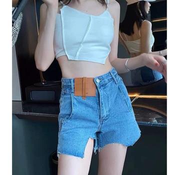 ADER韓國不規則高腰顯瘦牛仔短褲