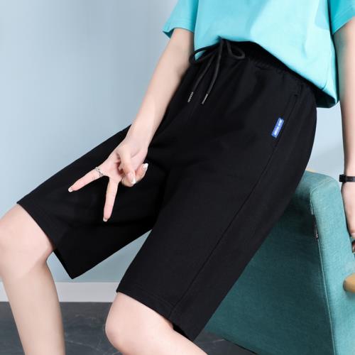 冰絲五分褲女2021新款時尚顯高顯瘦夏季垂感直筒寬松休閑運動短褲