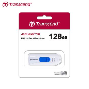 【現貨免運】Transcend 創見 JetFlash 790 128GB USB 3.1 伸縮 隨身碟 白色