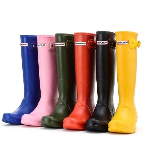 全球購外貿新款時尚高筒防水防滑女士雨鞋套鞋雨靴膠鞋黃藍黑紅粉軍綠色
