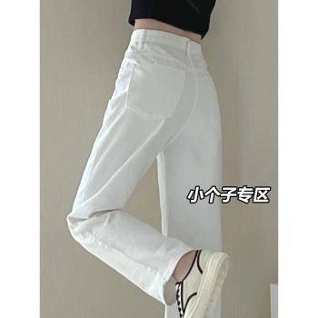 150小矮個子白色直筒牛仔褲女夏季薄款時尚九分顯高窄版闊腿褲xxs