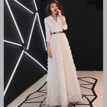 白色夏季領證登記法式小晚禮服