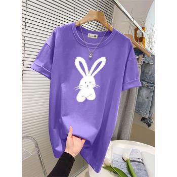 減齡兔子春夏季紫色短袖ins上衣