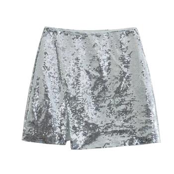 Sexy silver sequin split skirt for women銀色亮片開叉半身裙女