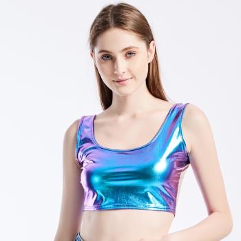 Sexy Slim Fit Shiny Leather Sports Tank Top 修身亮皮運動背心