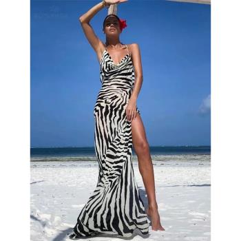 Sexy Beach Dress Summer Sundress Elegant Zebra Party Dresses