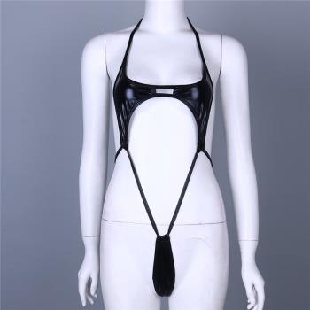 Sexy lace-up cut-out hip one-piece female 性感系帶鏤空連體衣