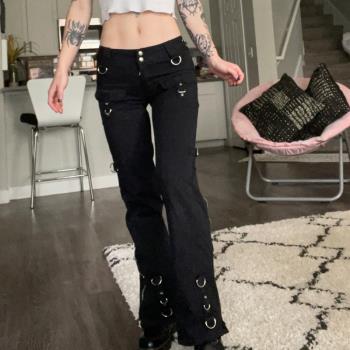2023 Straight Jeans Gothic Low Waist Women Denim Trousers