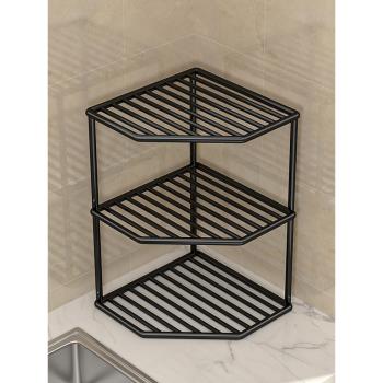 廚房鍋架放鍋三角架子鍋具收納水槽下轉角落地臺面家用多層置物架