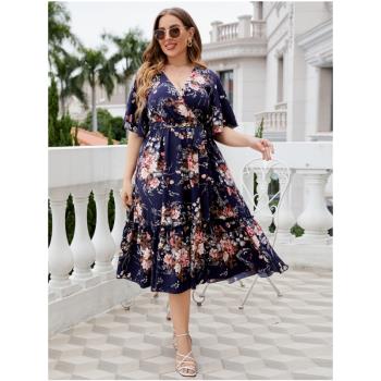 XL-4XL summer dresses women plus size flora ladies skirt大碼