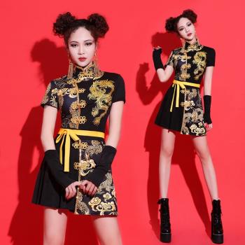 jazz中國風復古連衣裙現代舞服裝