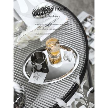 KisKin歐式簡約輕奢葡萄酒杯托盤創意不銹鋼餐具甜品點心盤擺件