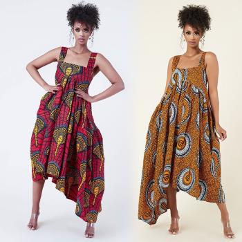African women ethnic digital print dress非洲背帶連衣裙女