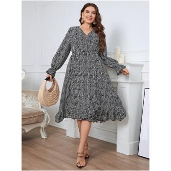 XL-4XL women dresses plus size big ladies print skirt大碼裙