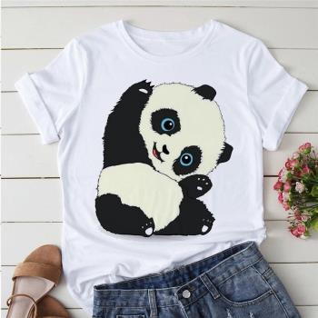 熊貓時尚卡通印花男女短袖上衣
