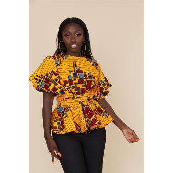 非洲風情數碼印花女式修身T恤 African print woman top T-shirt