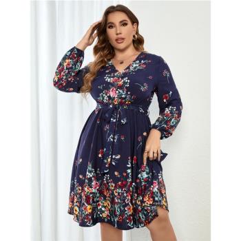 XL-4XL women dresses plus size casual big ladies print skirt