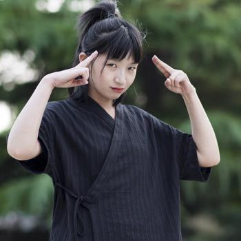 原創設計斜襟交領上衣和服襯衫