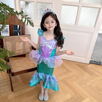 兒童節cosplay演出服美人魚公主裙迪士尼女童連衣裙寶寶生日禮服