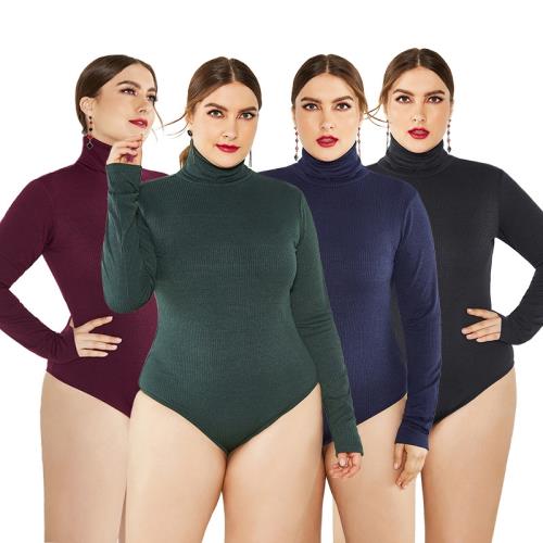 fat lady knitted bodysuit Winter Turtleneck Women Bodysuits