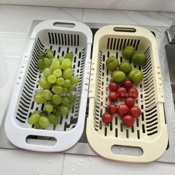 廚房水槽可伸縮瀝水收納籃洗水果洗菜籃子家用鏤空滴水碗筷置物架