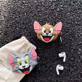 卡愛卡通貓和老鼠適用蘋果耳機保護套airpodspro2硅膠殼1/2無線藍牙3代耳機包湯姆和杰瑞Pro防摔軟盒五代情侶