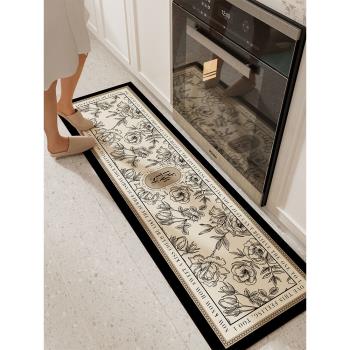 美式高級廚房地墊防油防水防摔腳墊可擦免洗皮革地毯長條防滑門墊