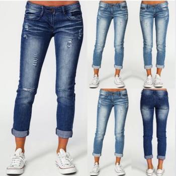 S3XL plus-size ladies ripped jeans show thin jeans大碼牛仔褲