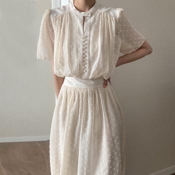 chic夏季立體設計感短袖連衣裙