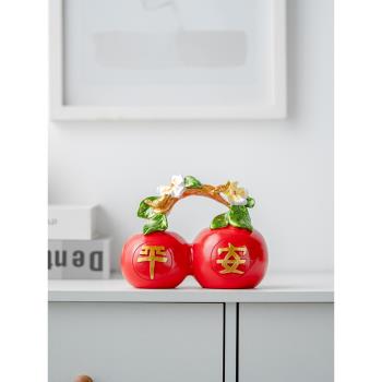 福祿平安蘋果車載小擺件中式桌面客廳電視柜裝飾禮品茶桌茶盤擺件