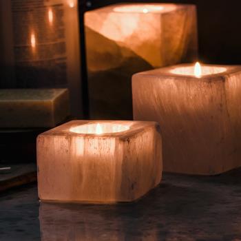 元渡方糖礦石歐式香薰小燭臺北歐創意復古餐桌擺件裝飾家用蠟燭燈