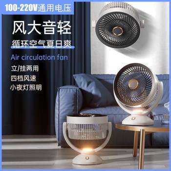 臺扇110V循環風扇桌面靜音臺扇家用多功能壁掛電風扇落地扇110V