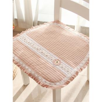 韓式純棉布藝椅子墊四季通用全棉坐墊家用薄款餐椅墊子透氣凳子墊