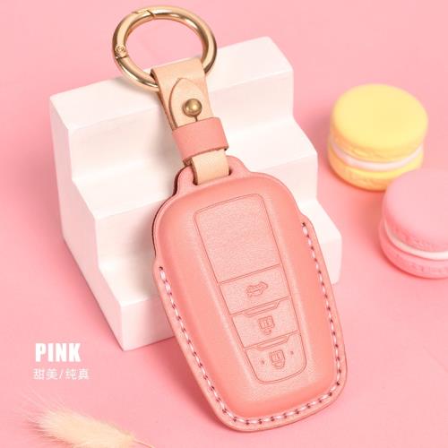 廠家直銷頭層牛皮女士手工制作汽車鑰匙包套適用于豐田汽車