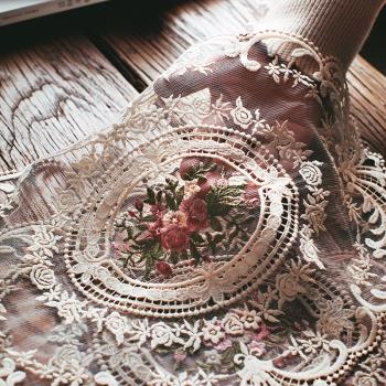 宮廷chic田園繡花蕾絲餐墊桌墊ins少女刺繡烘焙拍照道具防塵蓋布