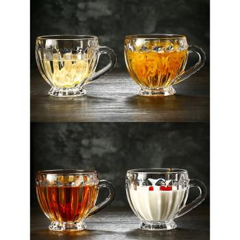 歐式水晶玻璃杯家用果汁杯牛奶杯套裝耐熱水杯花茶杯透明輕奢杯子