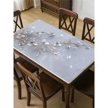 3D圖案桌布防水防油防燙免洗長方形茶幾墊pvc軟質玻璃家用餐桌墊