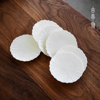 古早物羊脂玉白瓷防燙杯墊居家簡約茶道零配件品茗杯隔熱墊茶杯託