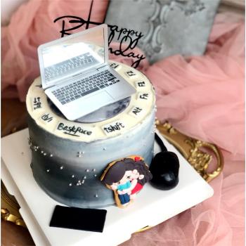 程序員蛋糕裝飾擺件 電腦愛好者蛋糕 爸爸生日主題蛋糕裝飾