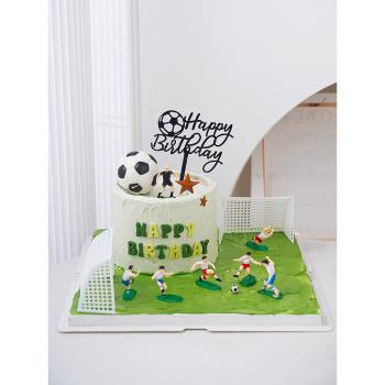 網紅足球主題生日蛋糕裝飾踢球小將足球小子套裝擺件男生烘焙插件