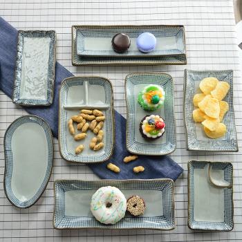 三分燒創意陶長盤子餐盤陶瓷碟子烤盤日式平盤淺盤家用餐具壽司盤