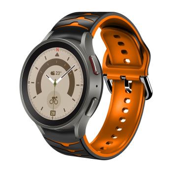 適用三星Watch5表帶雙色硅膠表帶Watch4/5pro腕帶智能運動classic三星手表表帶Galaxy男女時尚撞色配件42mm45