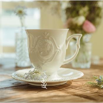 唯美復古浮雕文藝北歐英式法式下午茶陶瓷咖啡杯碟辦公室家用水杯