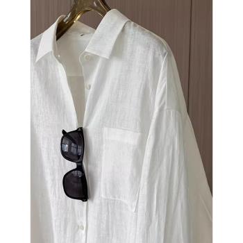 今年流行超好看白色棉麻長袖防曬襯衫上衣女韓版新款亞麻襯衣夏季