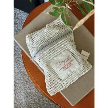 Shinymomo自制法式復古網袋化妝品收納袋沙灘旅行ins網紅裝飾袋