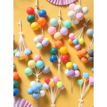 網紅ins蛋糕裝飾插件彩色塑料氣球串復古撞色大圓球生日派對配件